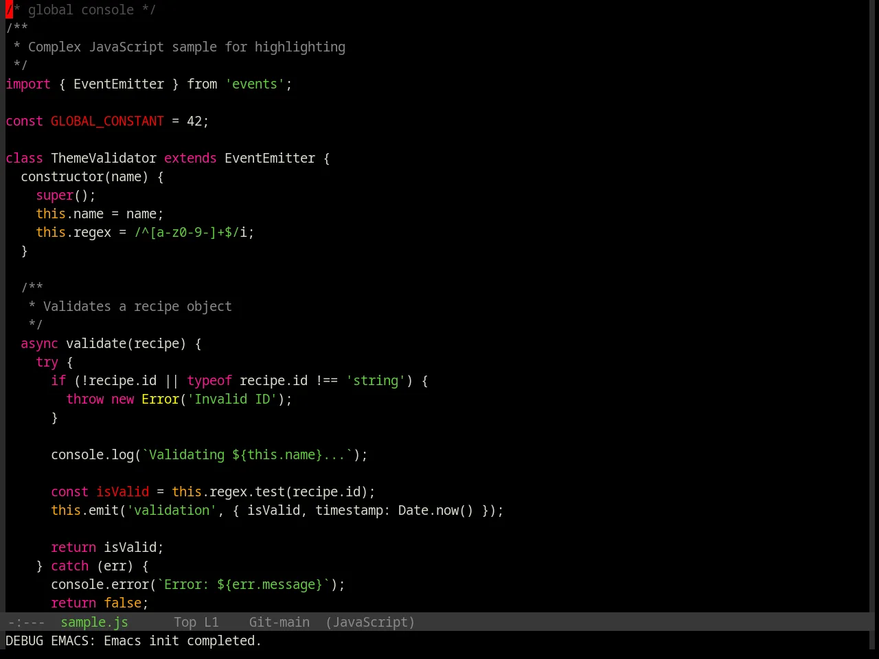 Base16 Cyberpunk Theme in javascript-mode