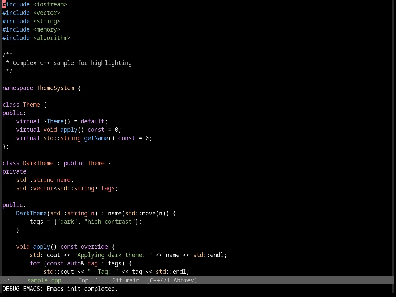 Base16 Da One Black Theme in c++-mode