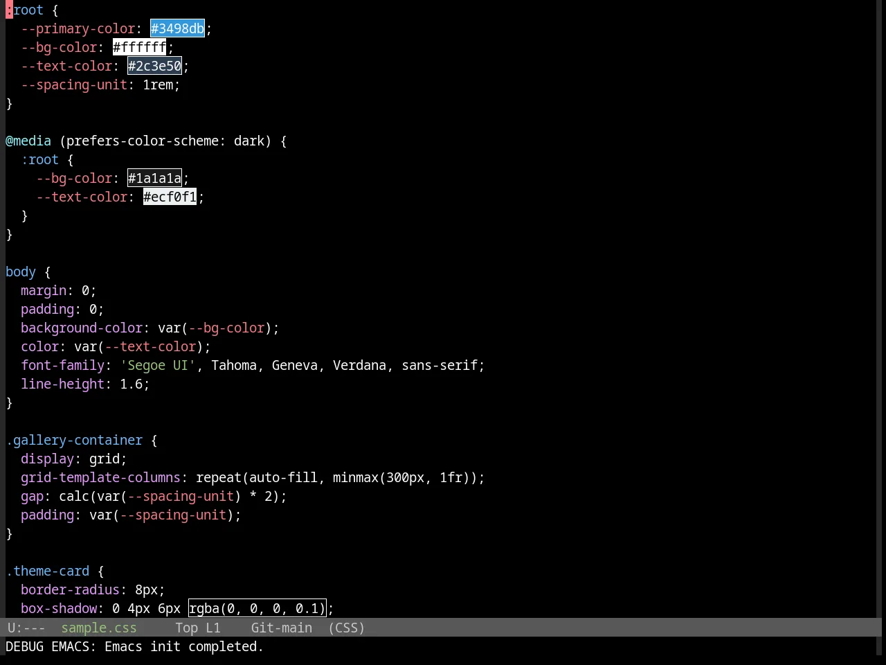 Base16 Da One Black Theme in css-mode