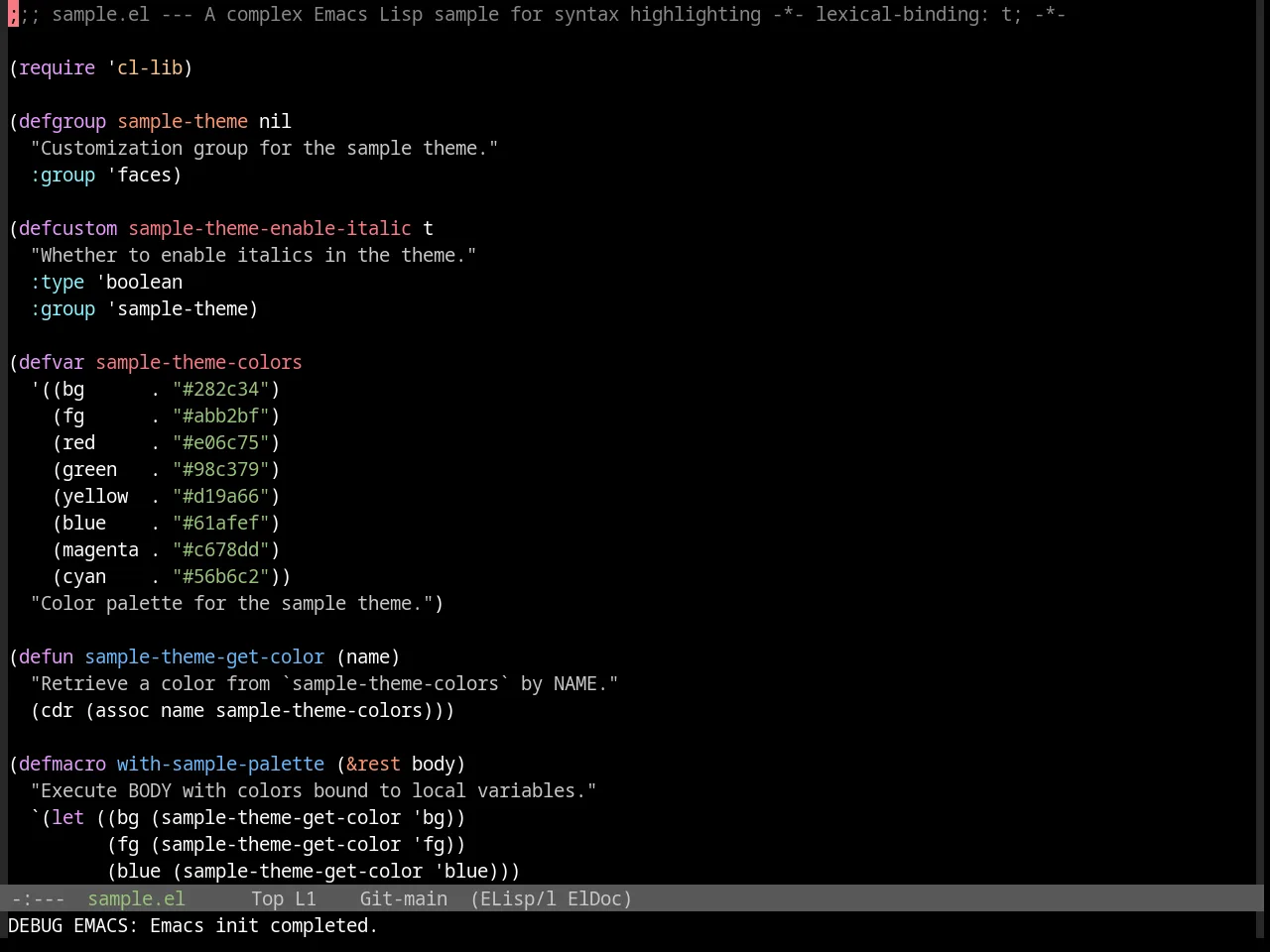 Base16 Da One Black Theme in emacs-lisp-mode
