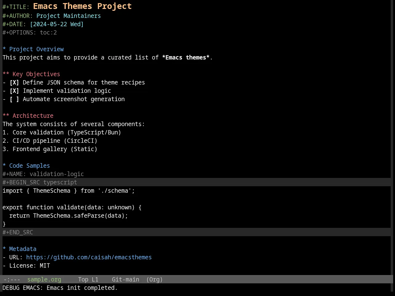 Base16 Da One Black Theme in org-mode
