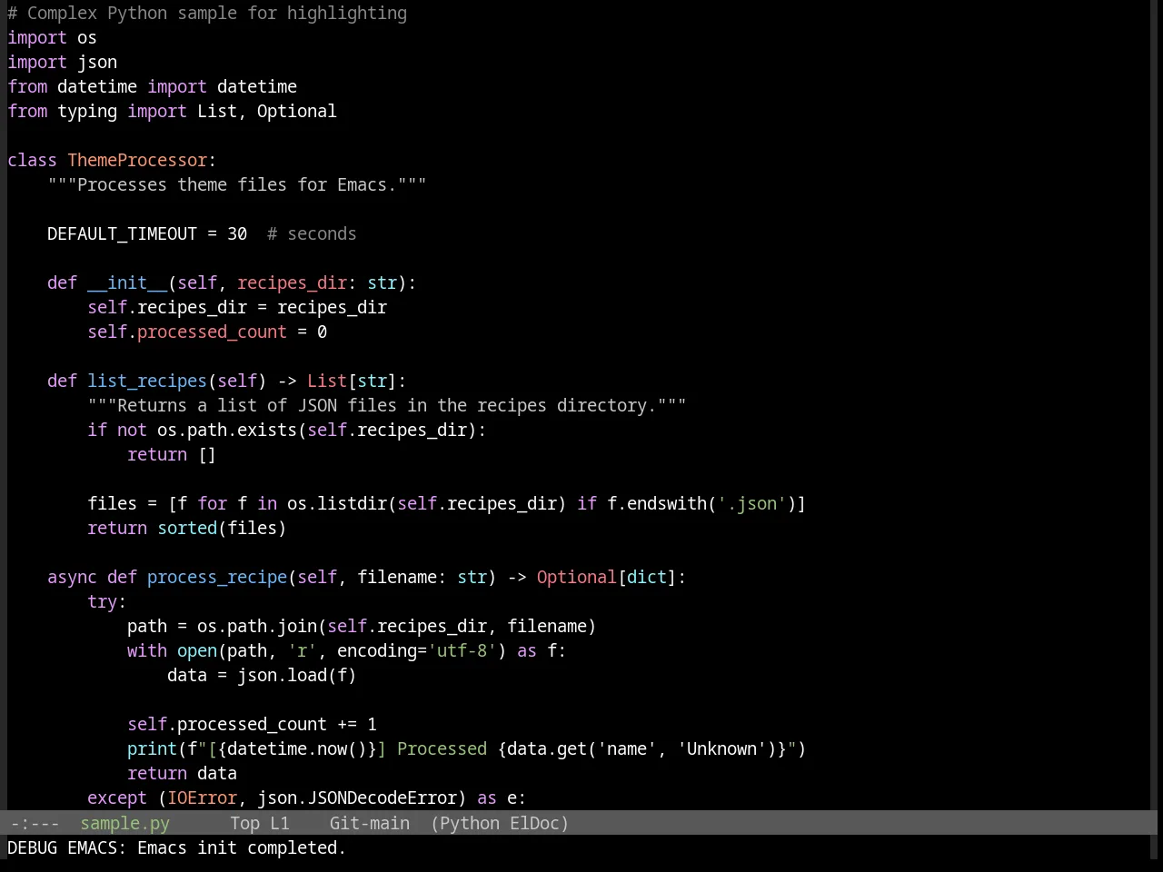 Base16 Da One Black Theme in python-mode