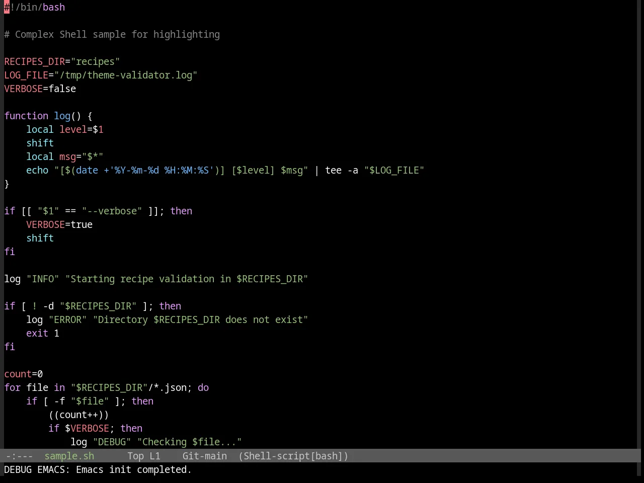 Base16 Da One Black Theme in sh-mode