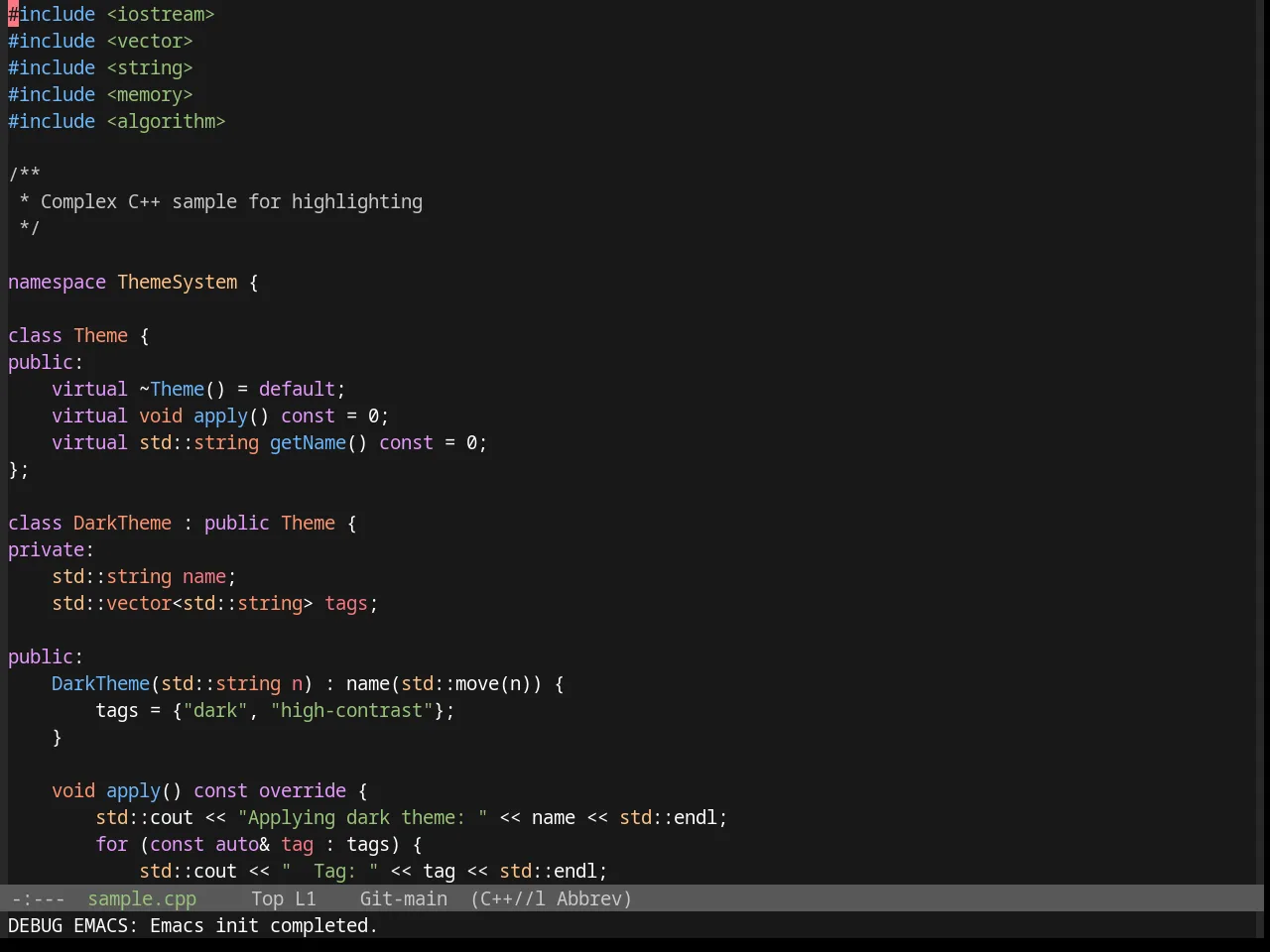 Base16 Da One Gray Theme in c++-mode