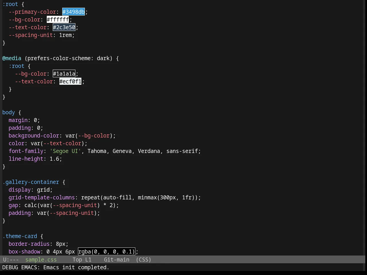 Base16 Da One Gray Theme in css-mode
