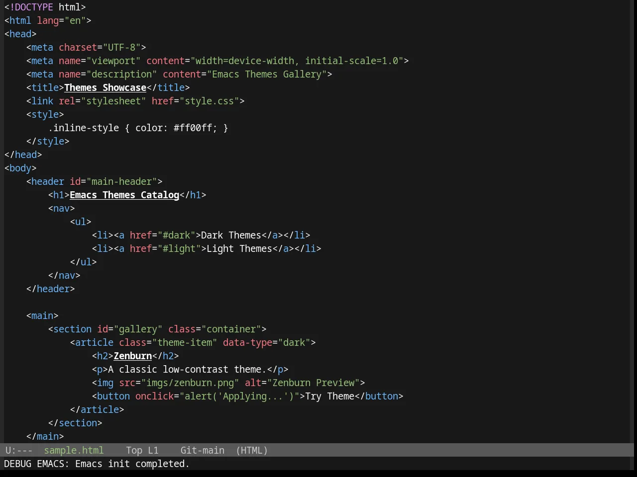 Base16 Da One Gray Theme in html-mode