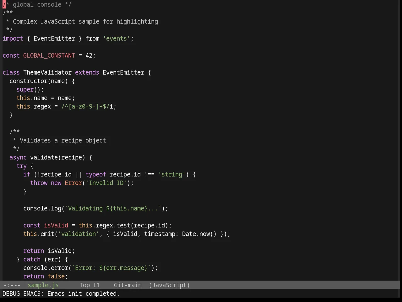 Base16 Da One Gray Theme in javascript-mode