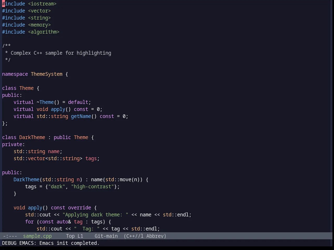 Base16 Da One Ocean Theme in c++-mode