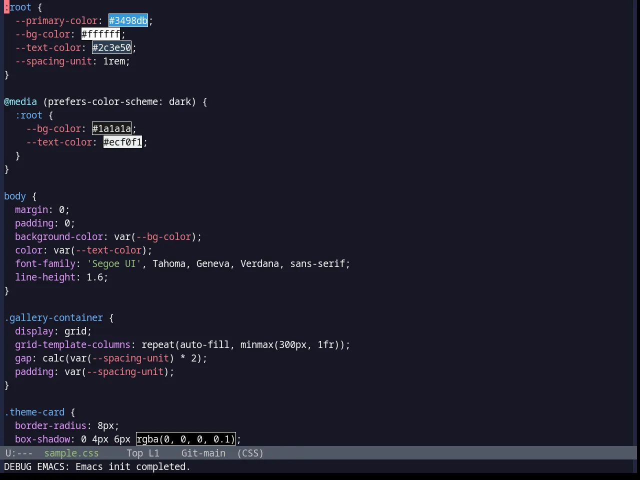 Base16 Da One Ocean Theme in css-mode