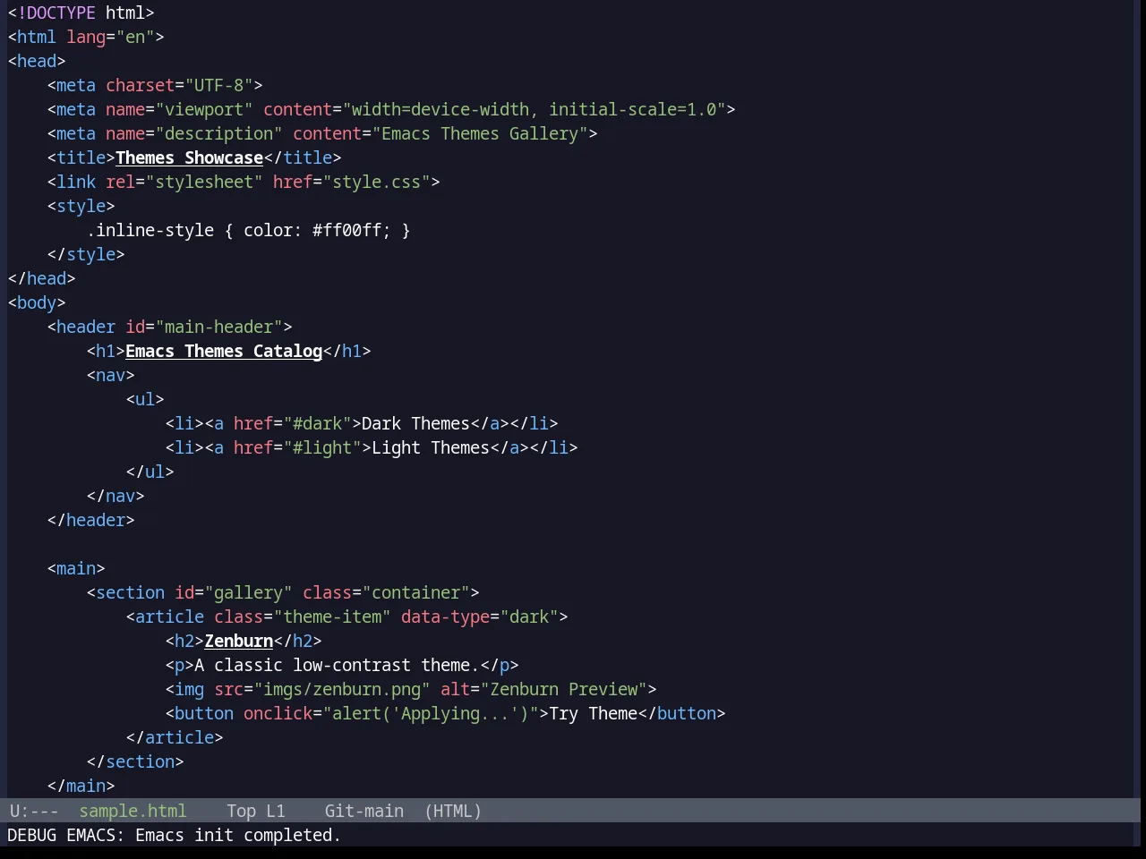 Base16 Da One Ocean Theme in html-mode