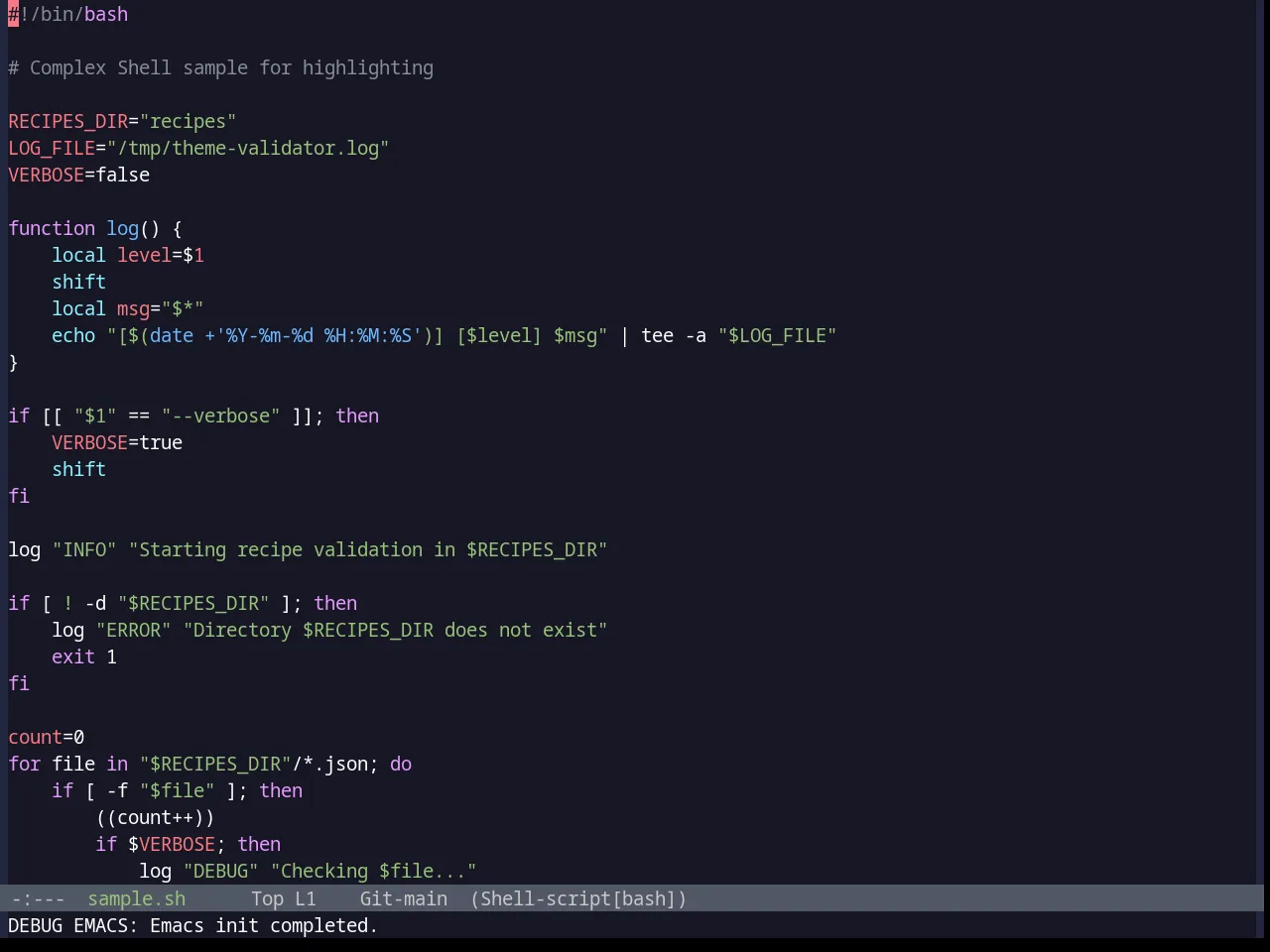 Base16 Da One Ocean Theme in sh-mode