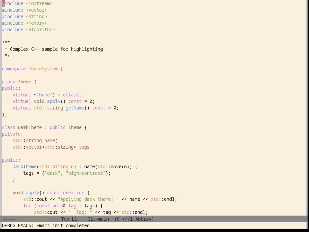 Base16 Da One Paper Theme in c++-mode