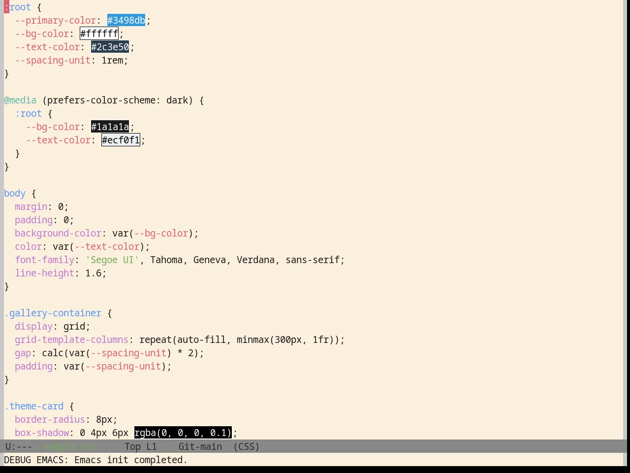 Base16 Da One Paper Theme in css-mode