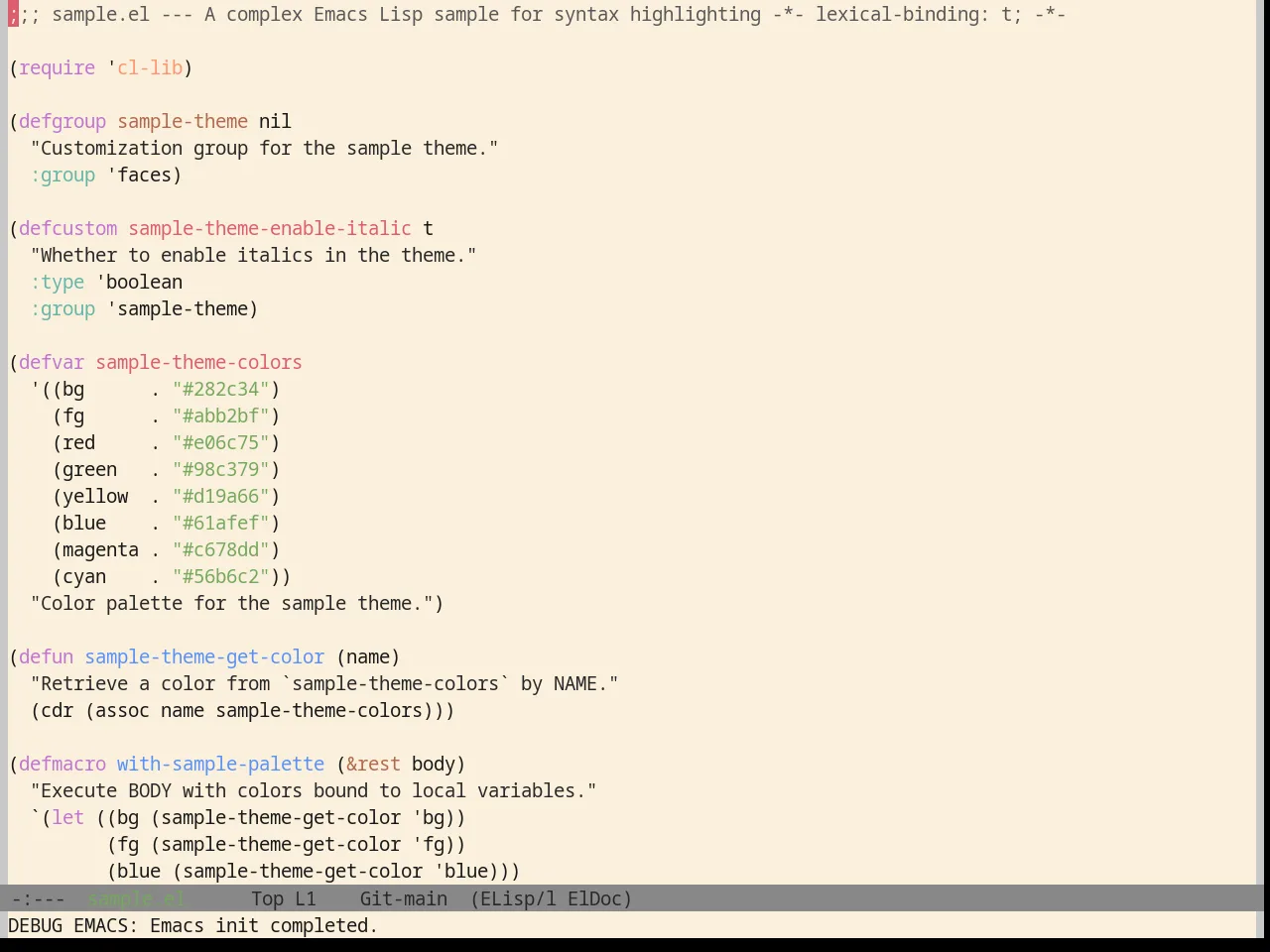 Base16 Da One Paper Theme in emacs-lisp-mode