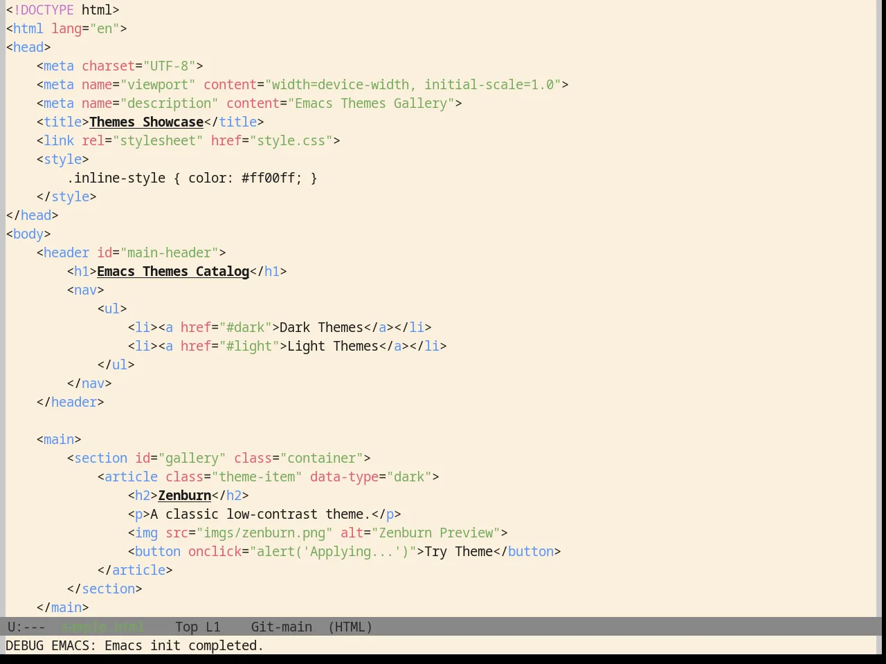 Base16 Da One Paper Theme in html-mode