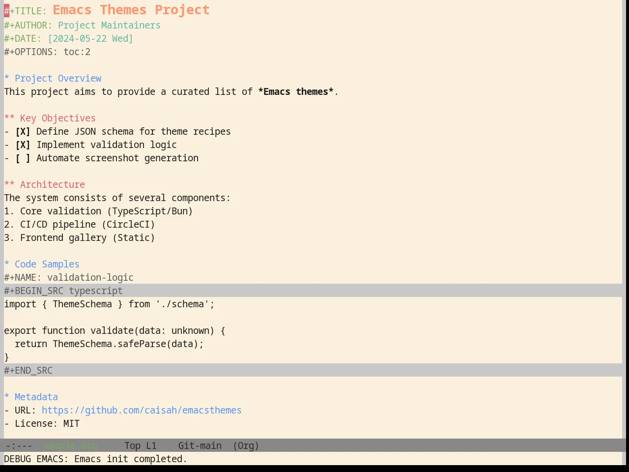 Base16 Da One Paper Theme in org-mode