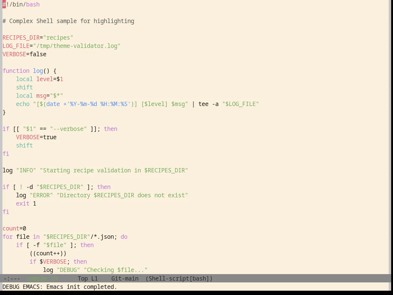 Base16 Da One Paper Theme in sh-mode