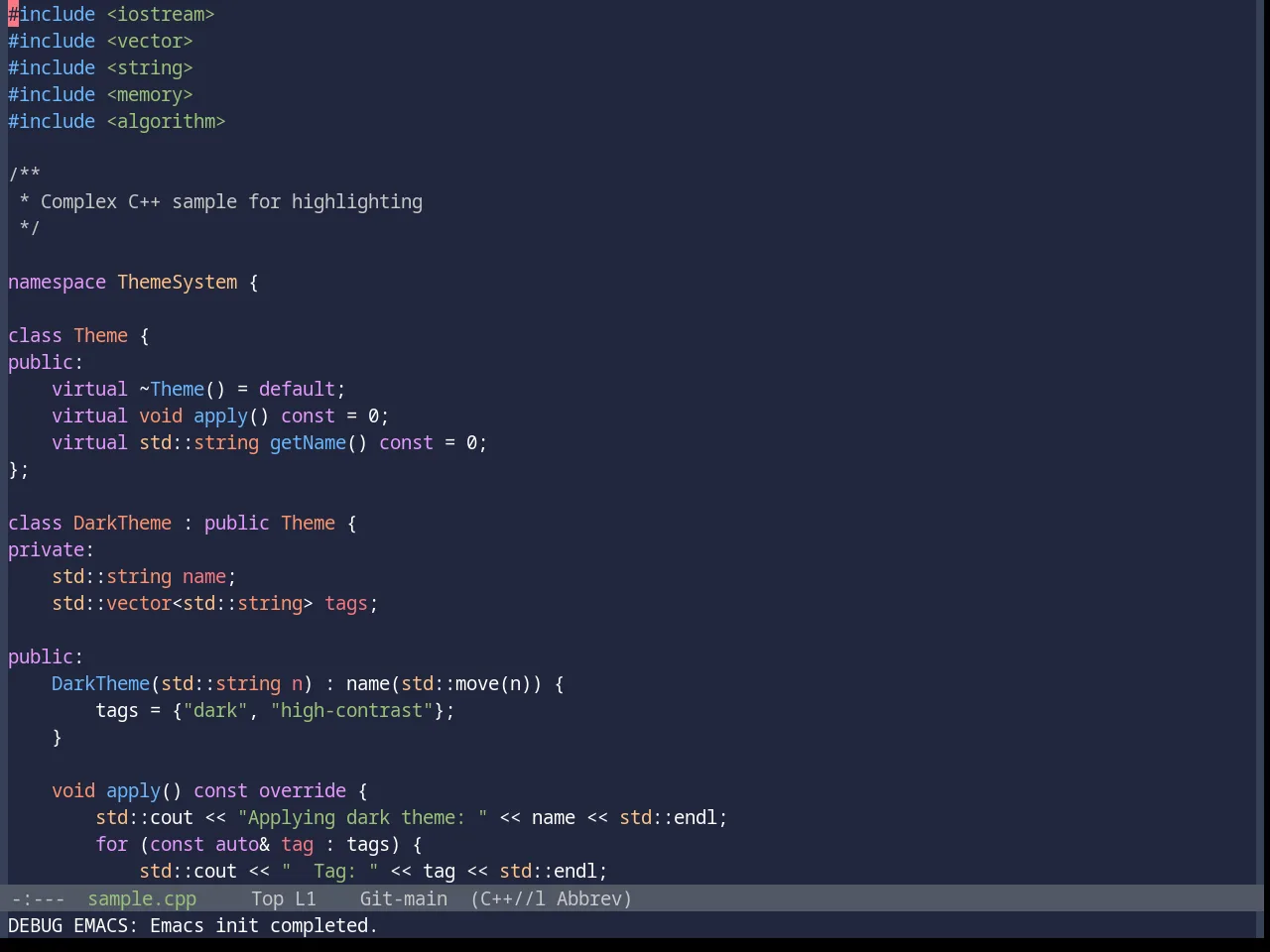 Base16 Da One Sea Theme in c++-mode