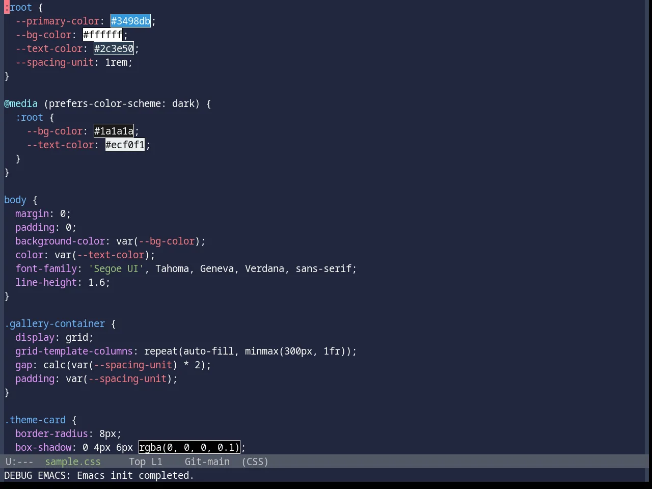 Base16 Da One Sea Theme in css-mode