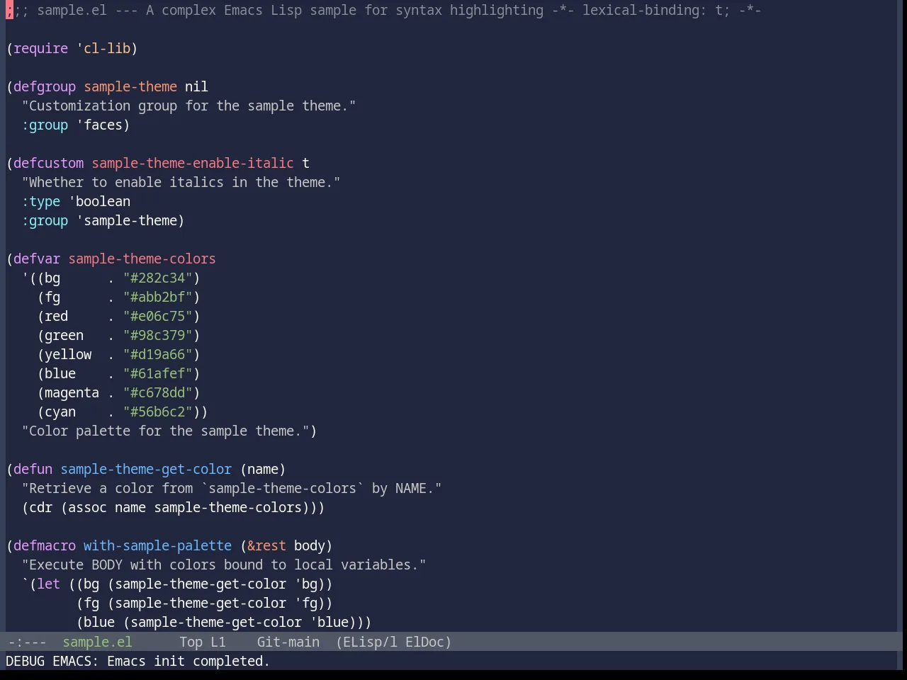 Base16 Da One Sea Theme in emacs-lisp-mode