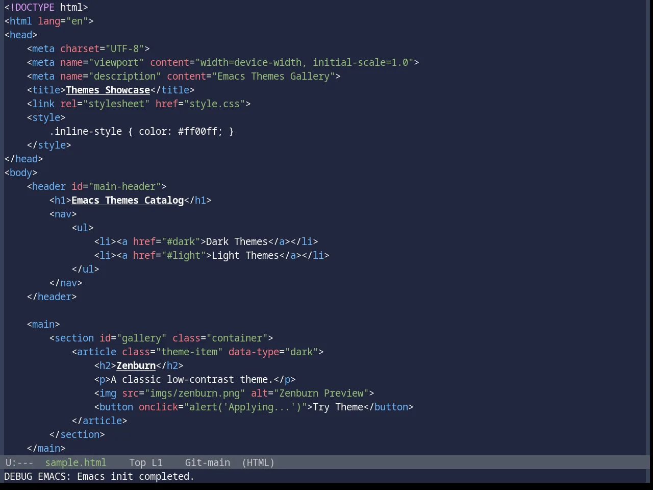 Base16 Da One Sea Theme in html-mode