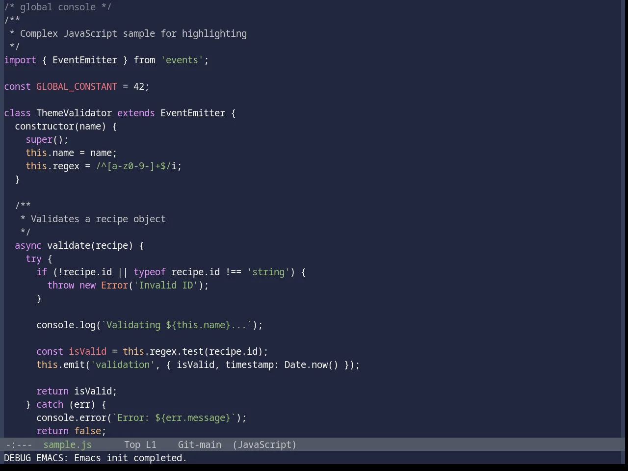 Base16 Da One Sea Theme in javascript-mode