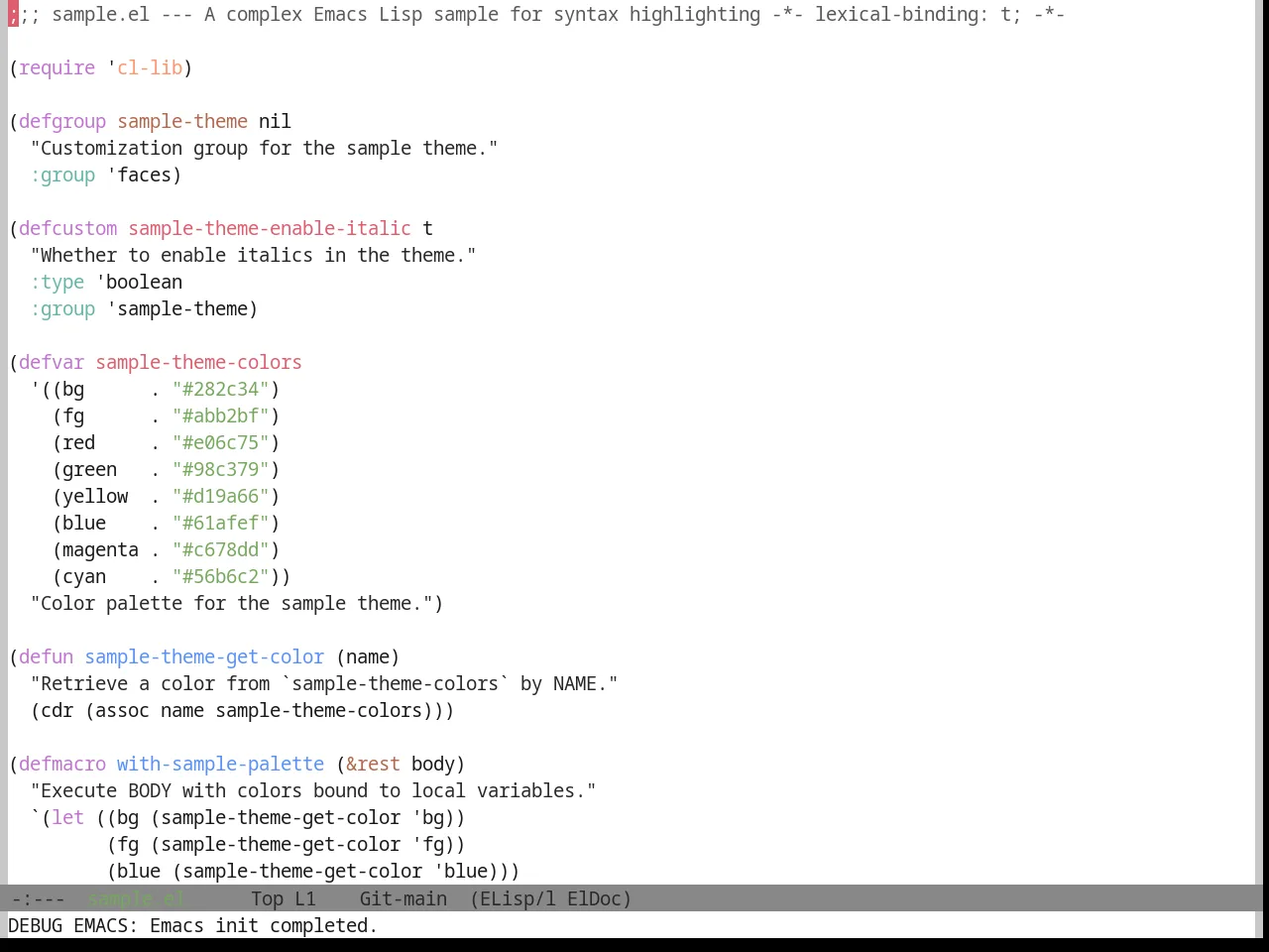 Base16 Da One White Theme in emacs-lisp-mode