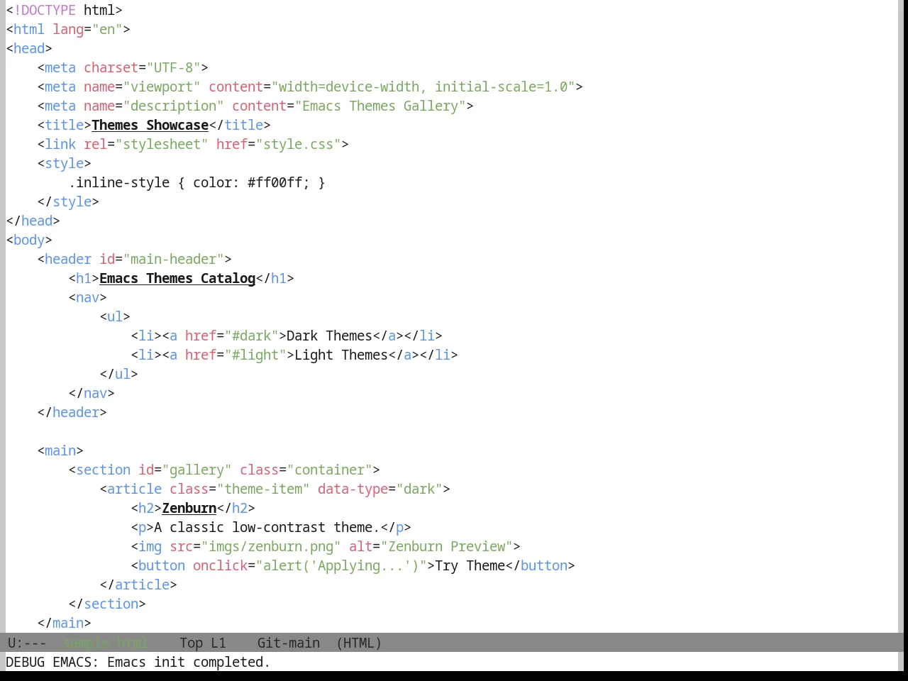 Base16 Da One White Theme in html-mode