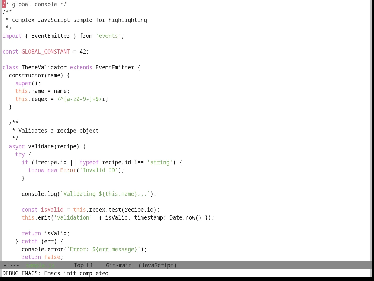 Base16 Da One White Theme in javascript-mode