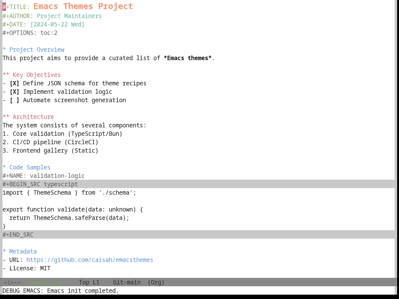 Base16 Da One White Theme in org-mode