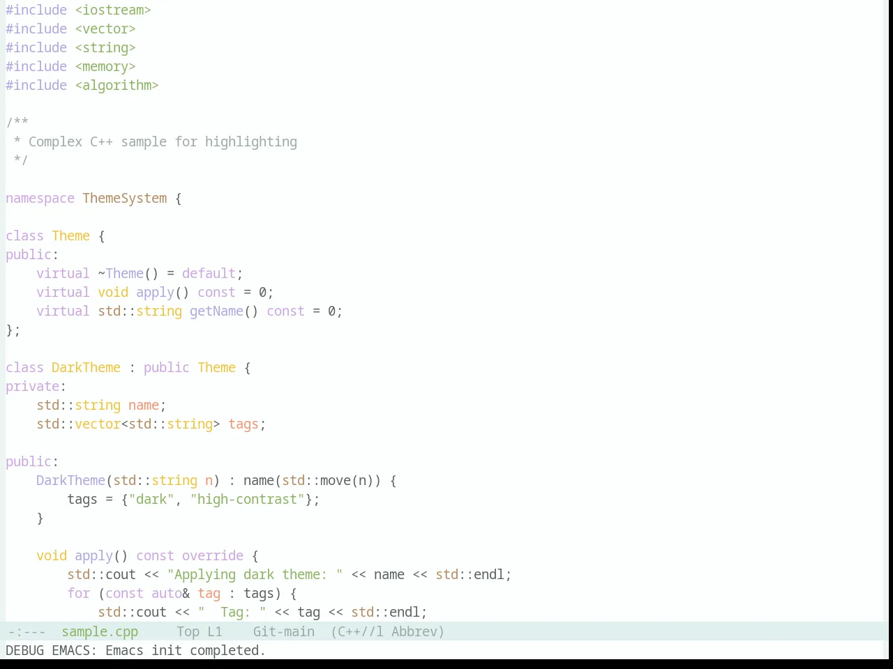 Base16 Danqing Light Theme in c++-mode