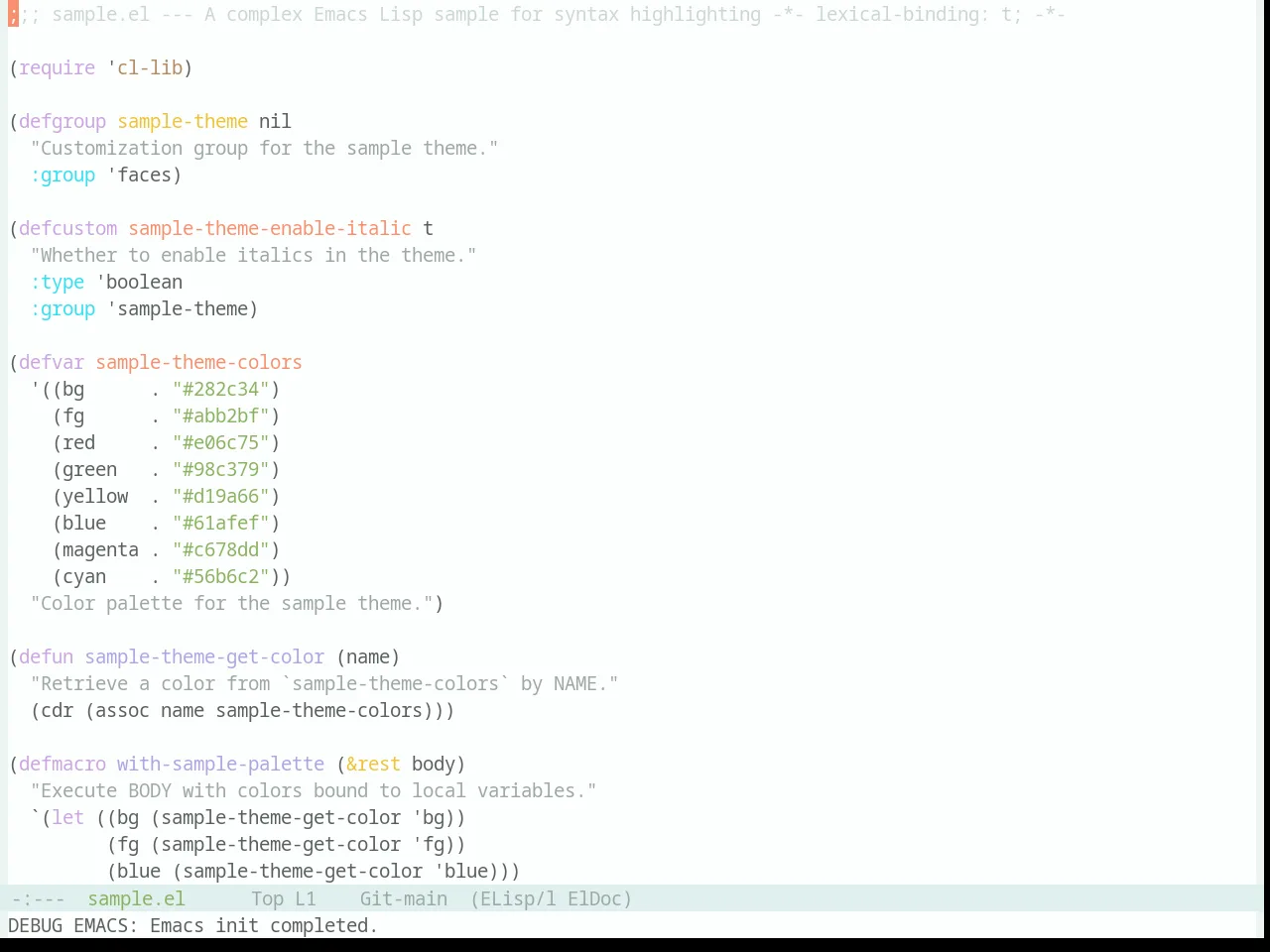 Base16 Danqing Light Theme in emacs-lisp-mode