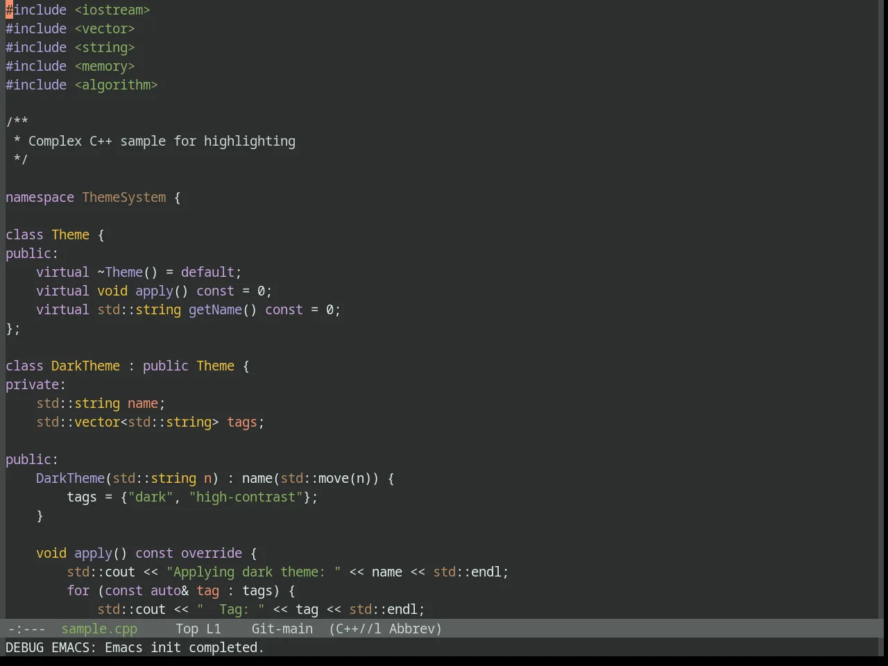 Base16 Danqing Theme in c++-mode