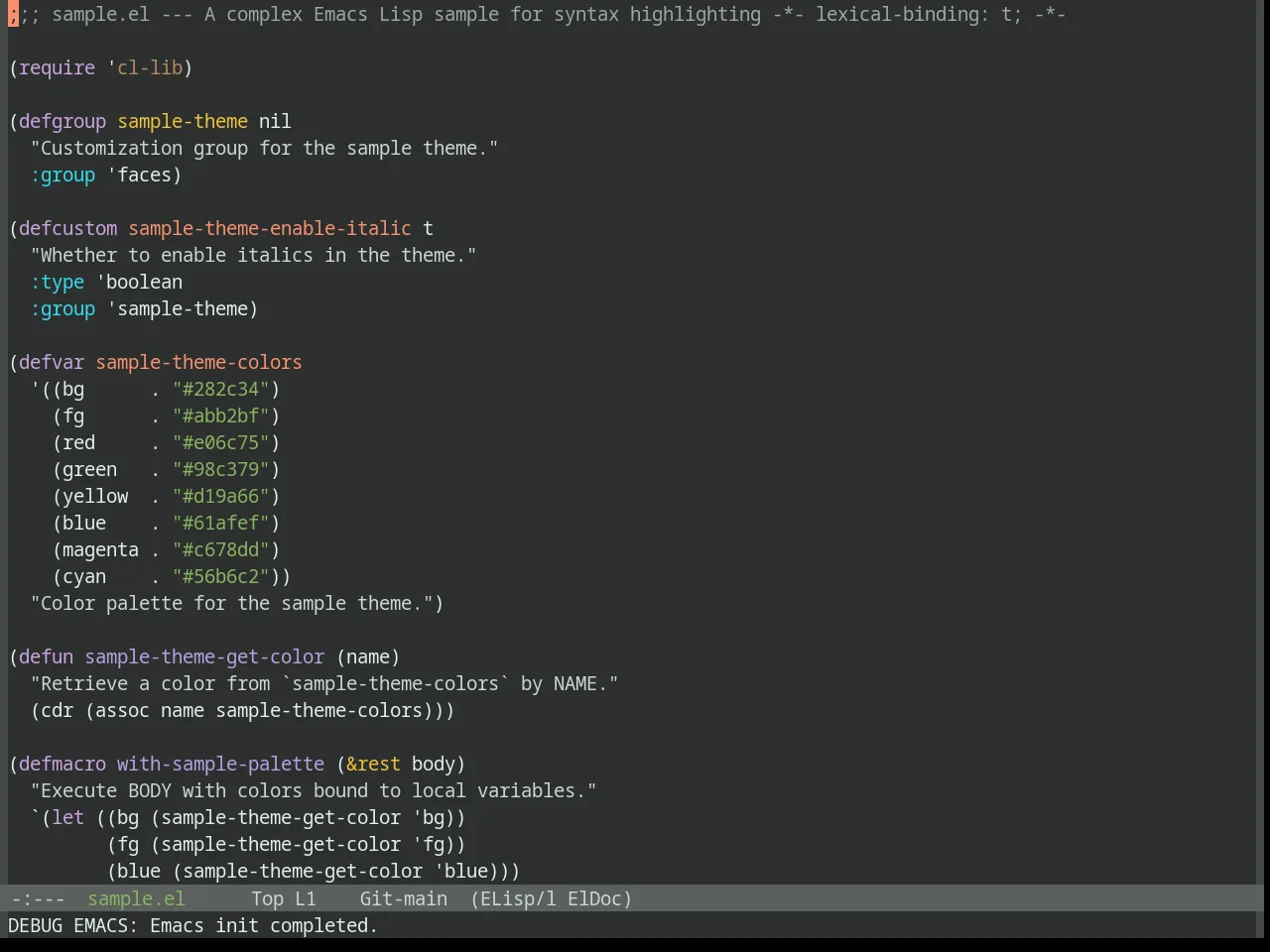 Base16 Danqing Theme in emacs-lisp-mode