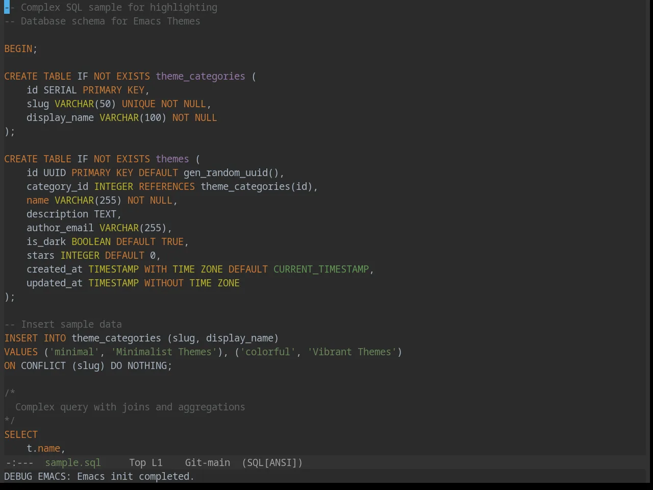 Base16 Darcula Theme in sql-mode