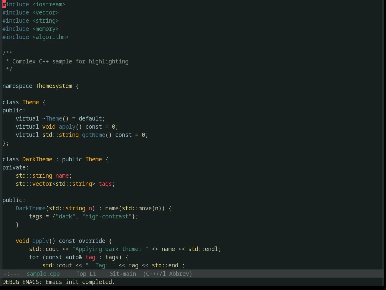 Base16 Darkmoss Theme in c++-mode