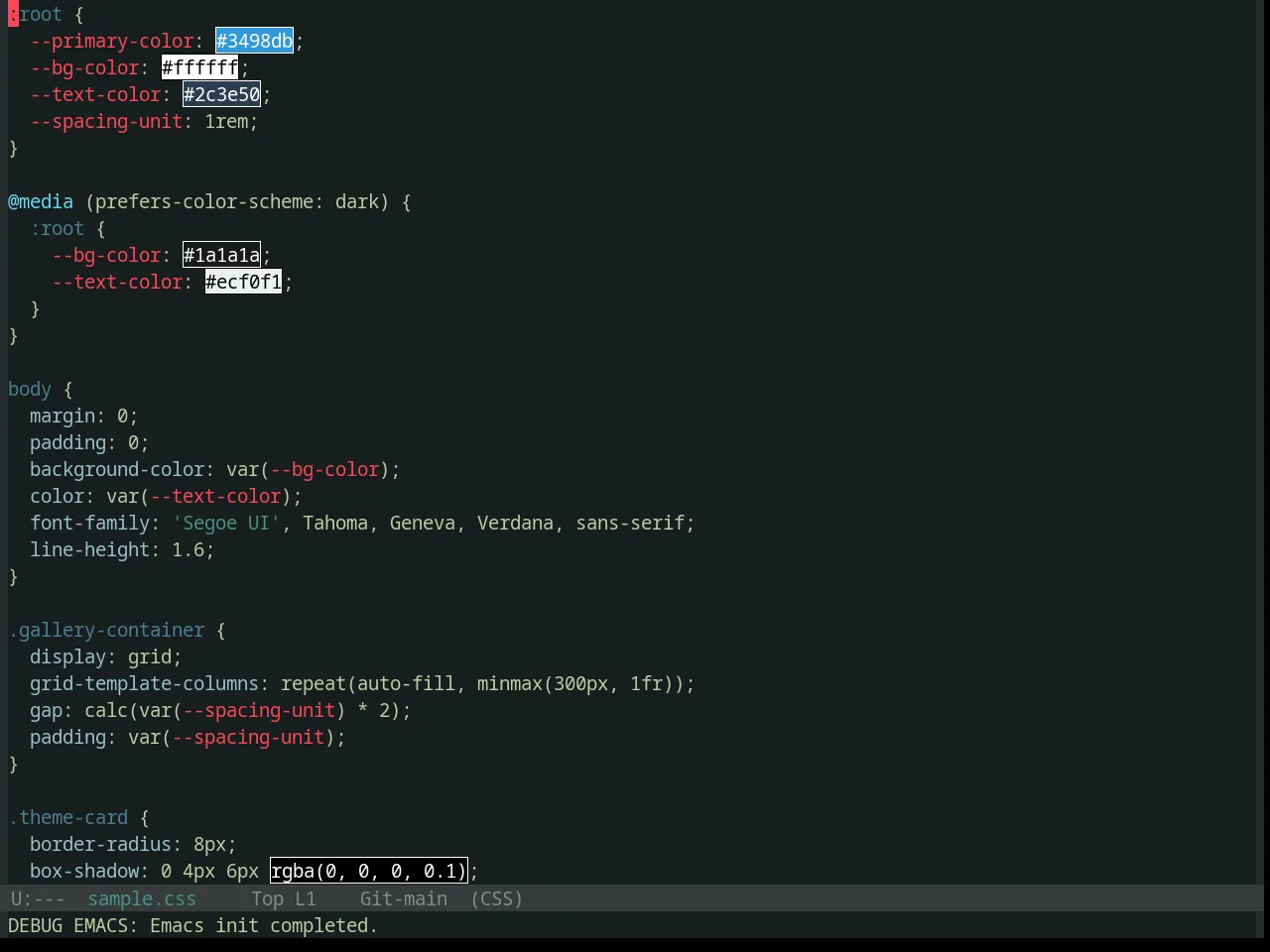 Base16 Darkmoss Theme in css-mode
