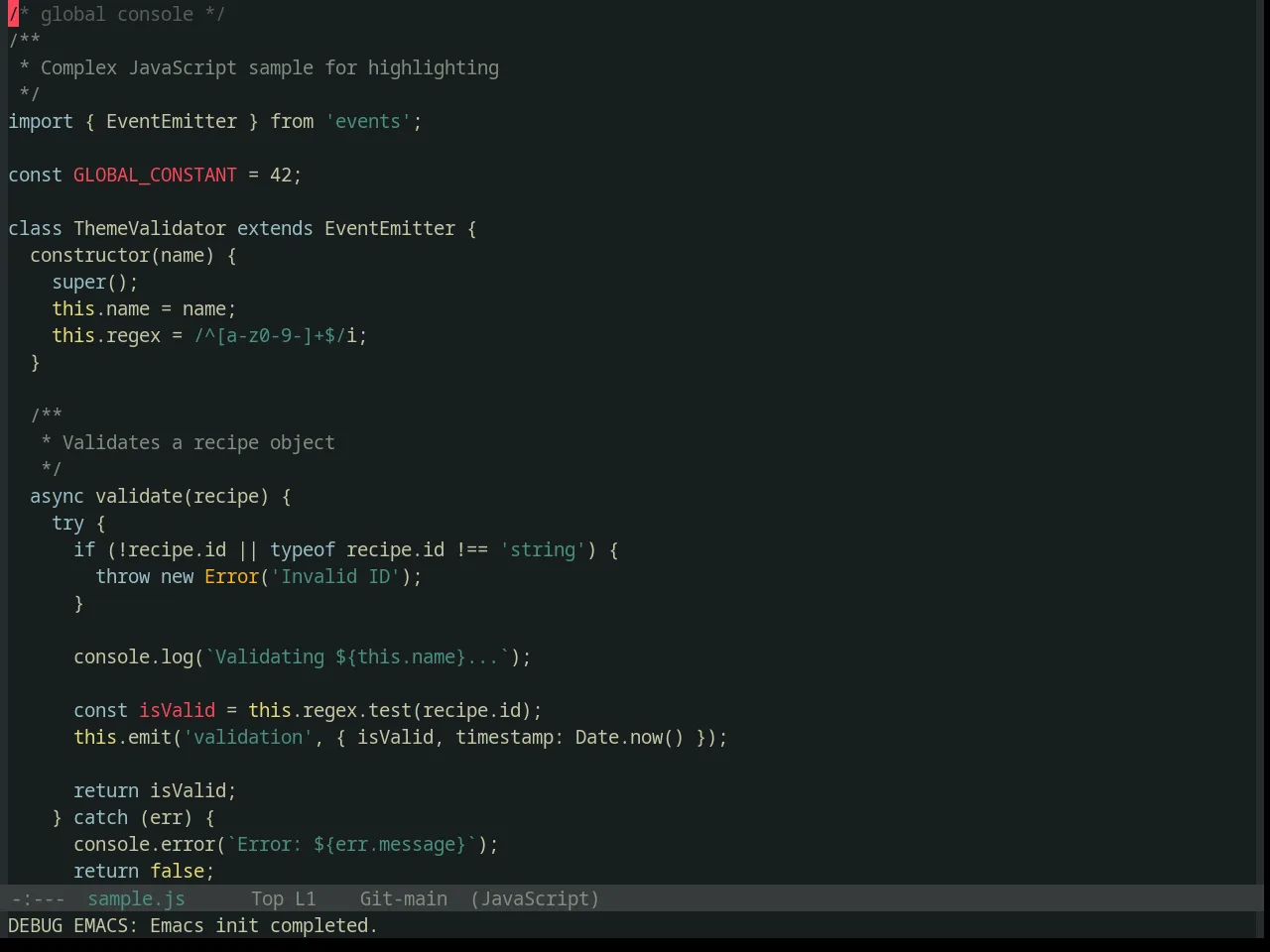 Base16 Darkmoss Theme in javascript-mode