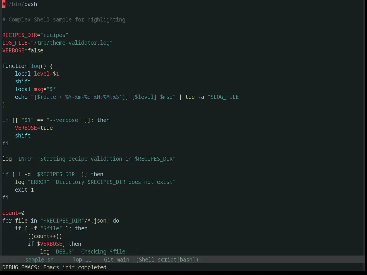 Base16 Darkmoss Theme in sh-mode