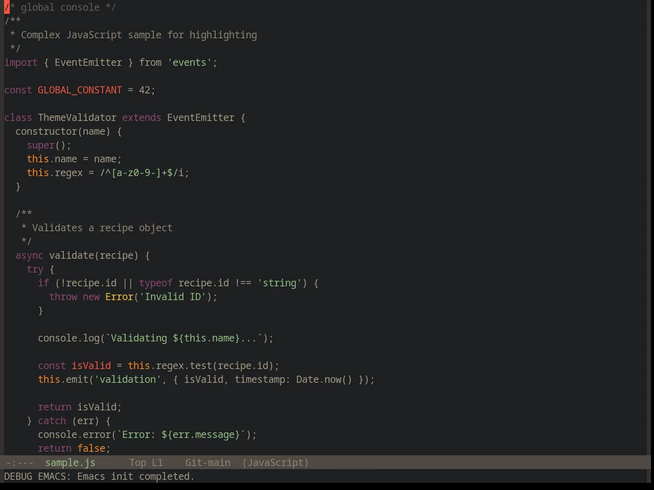 Base16 Darktooth Theme in javascript-mode