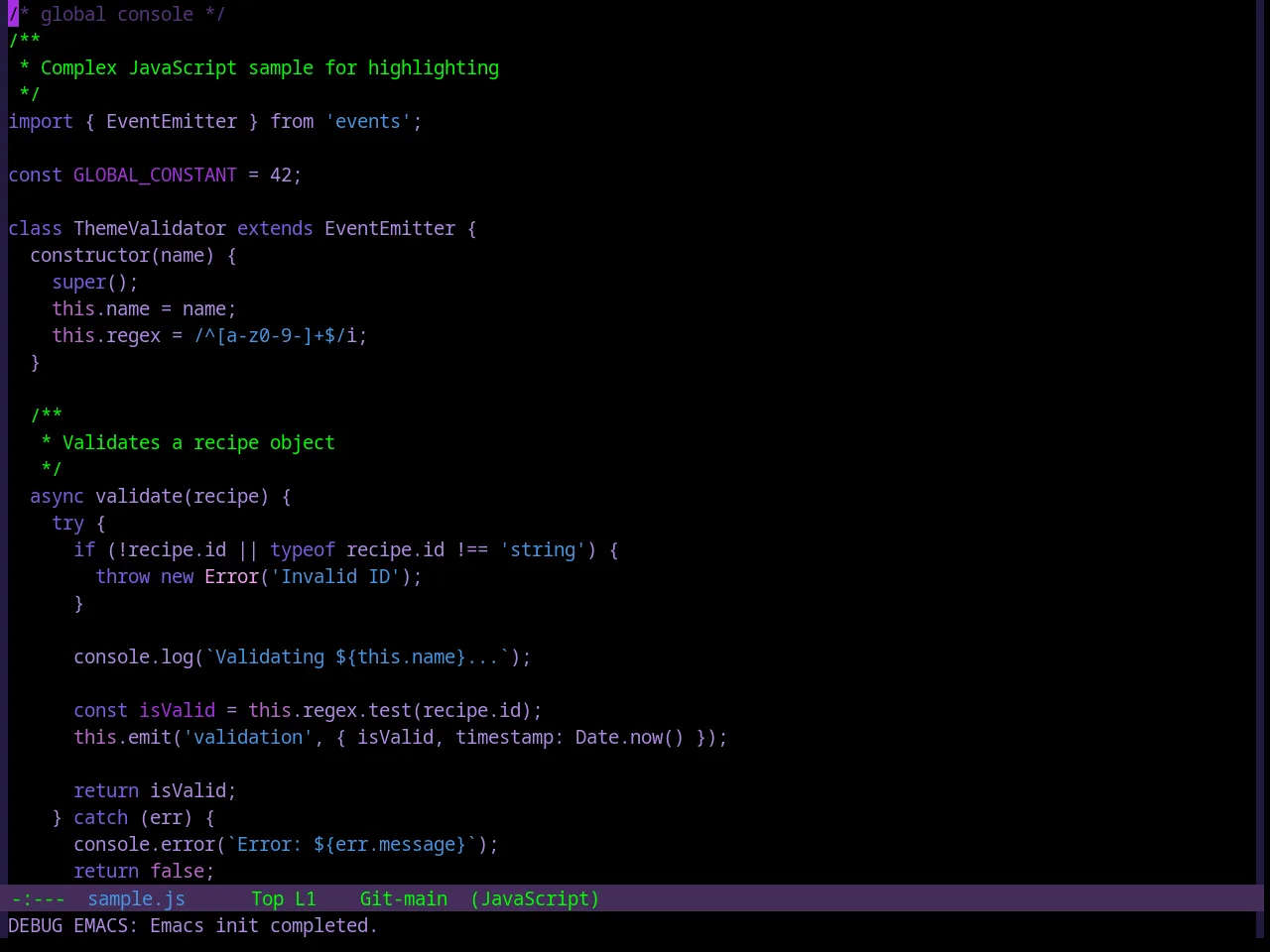 Base16 Darkviolet Theme in javascript-mode