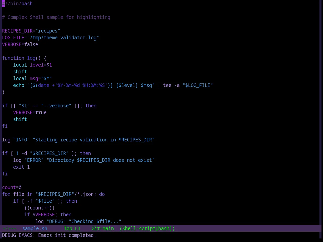 Base16 Darkviolet Theme in sh-mode