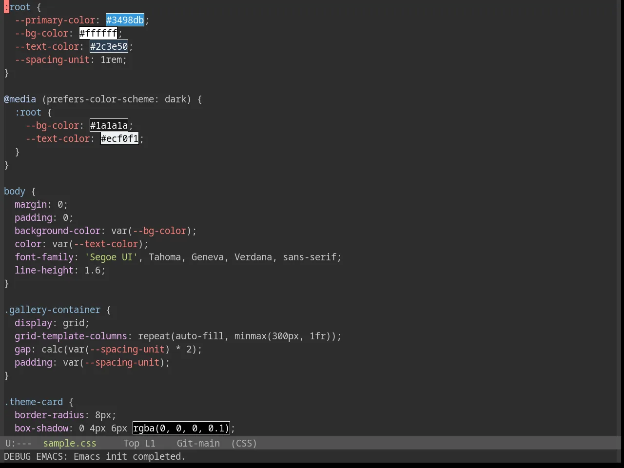 Base16 Decaf Theme in css-mode