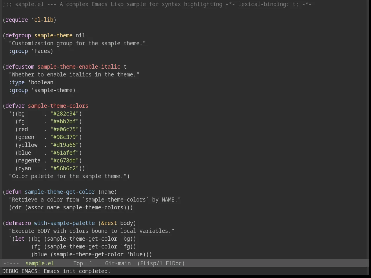 Base16 Decaf Theme in emacs-lisp-mode