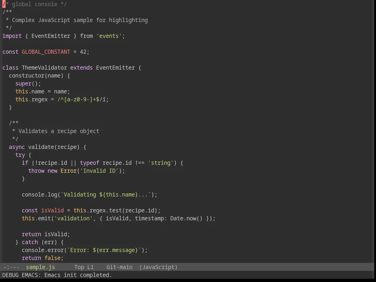 Base16 Decaf Theme in javascript-mode
