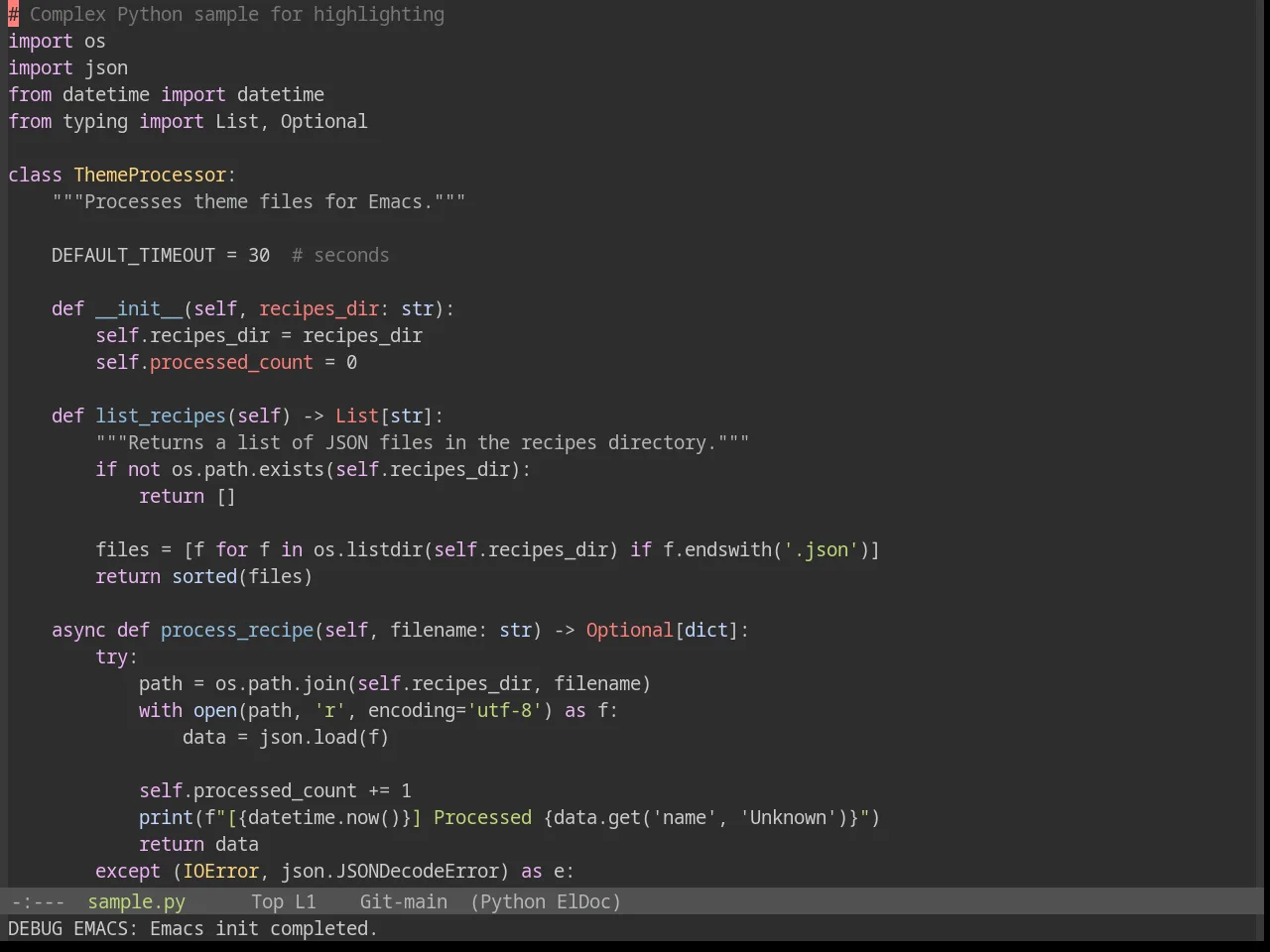 Base16 Decaf Theme in python-mode
