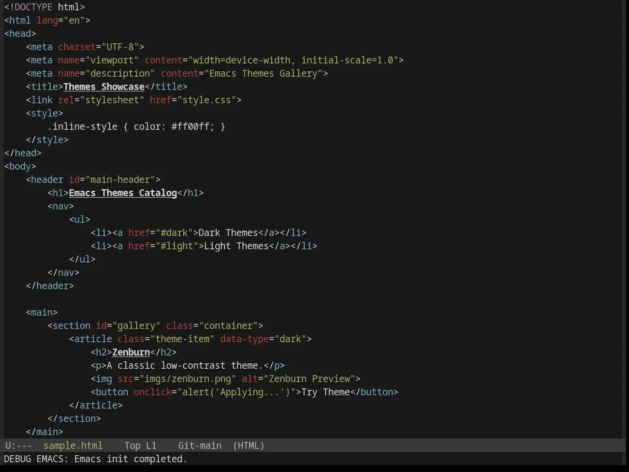 Base16 Default Dark Theme in html-mode