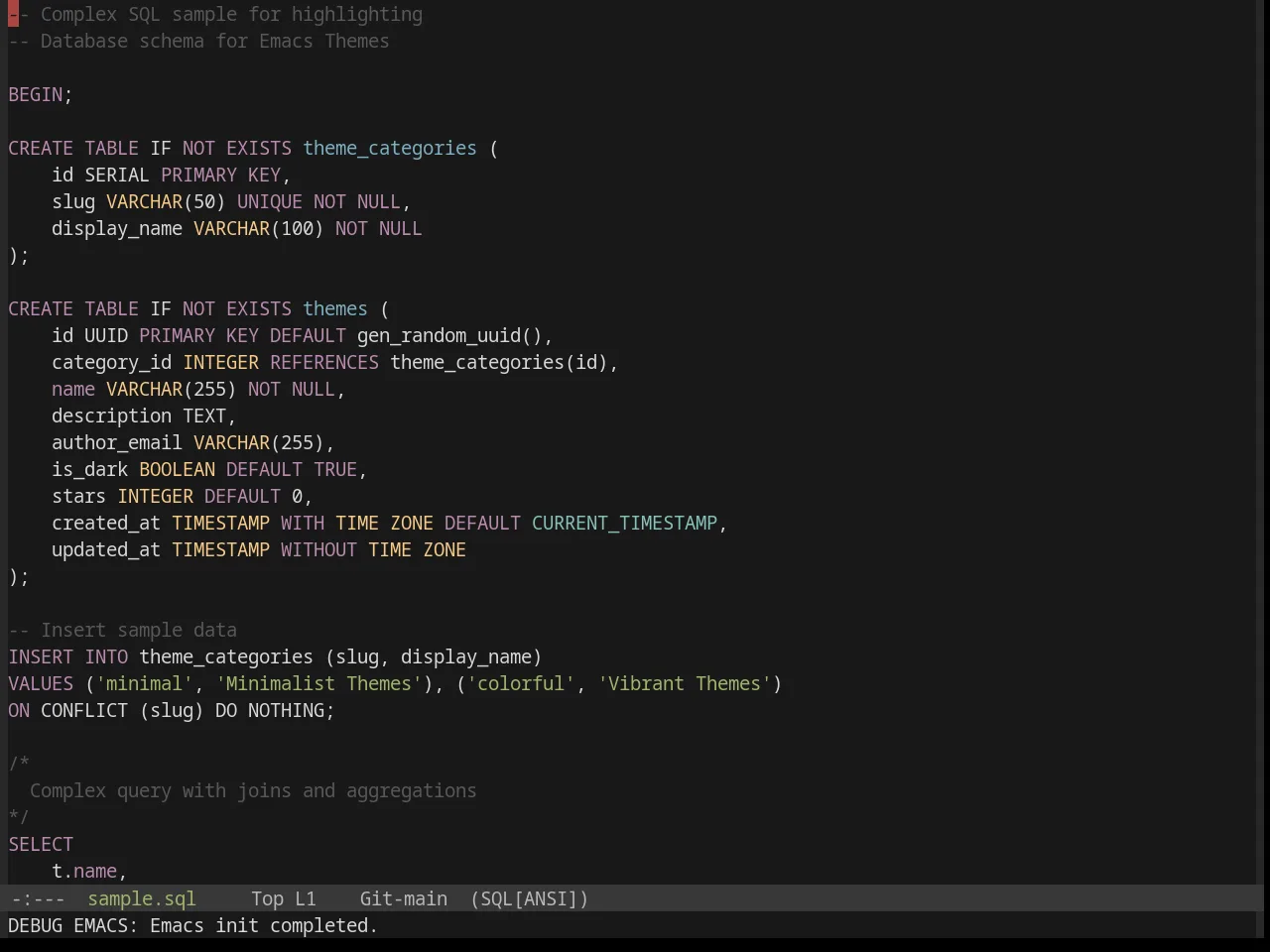 Base16 Default Dark Theme in sql-mode