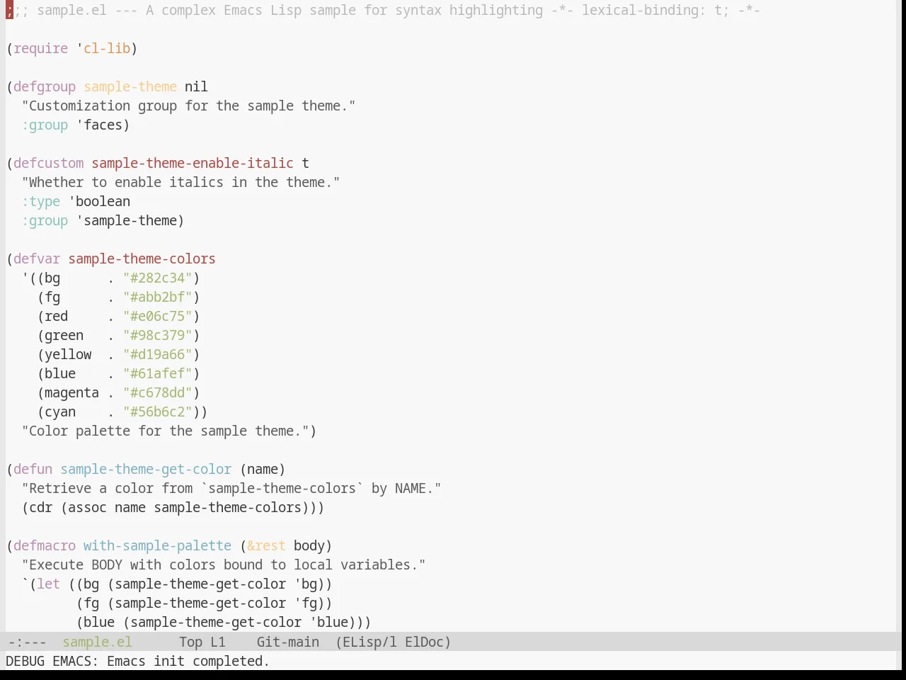 Base16 Default Light Theme in emacs-lisp-mode