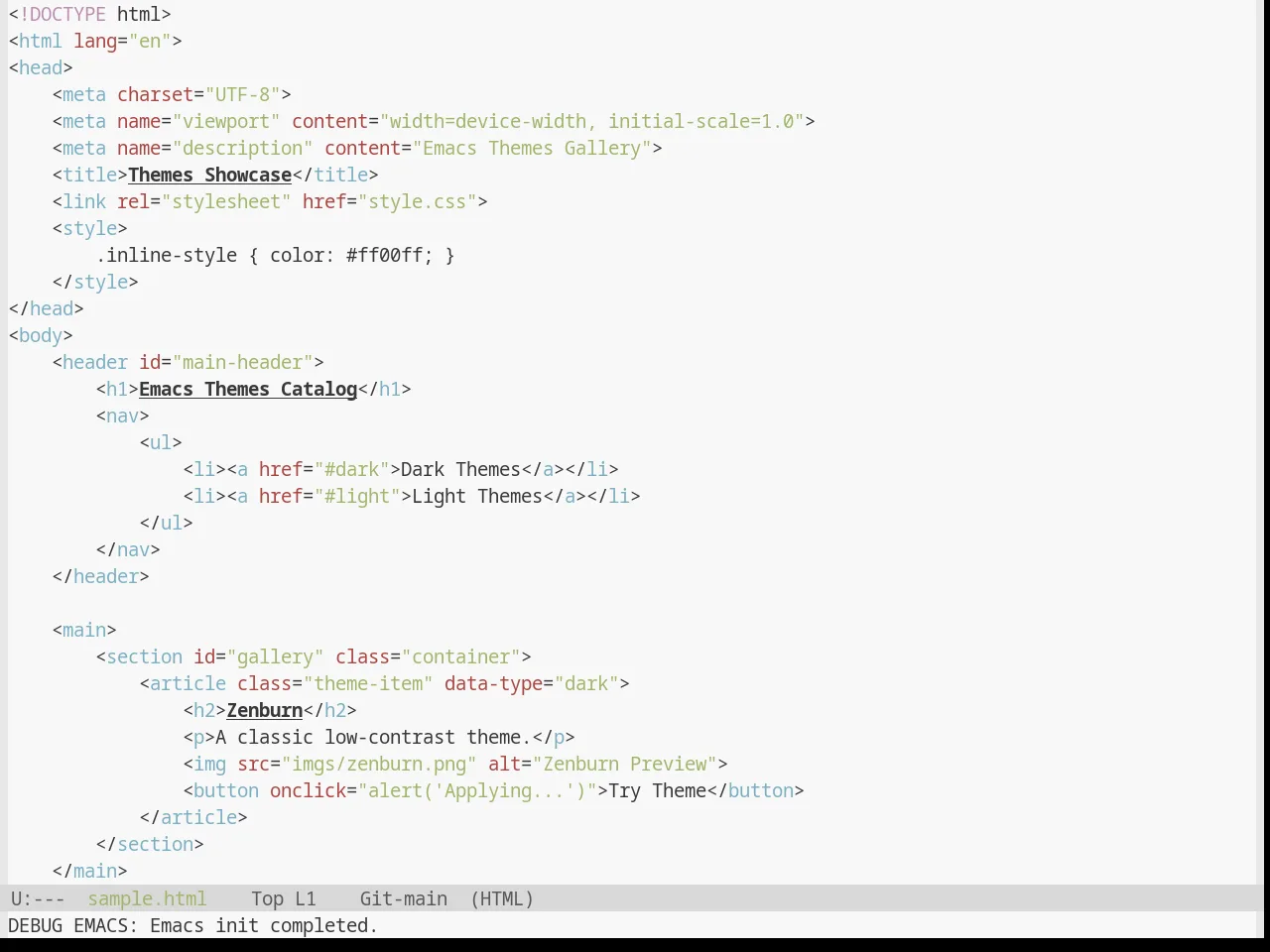 Base16 Default Light Theme in html-mode